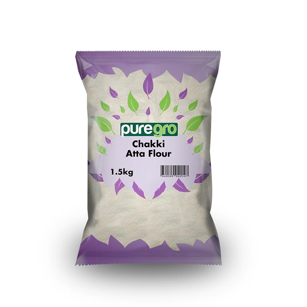 Puregro 100% Whole Wheat Sharbati Chakki Atta 1.5Kg